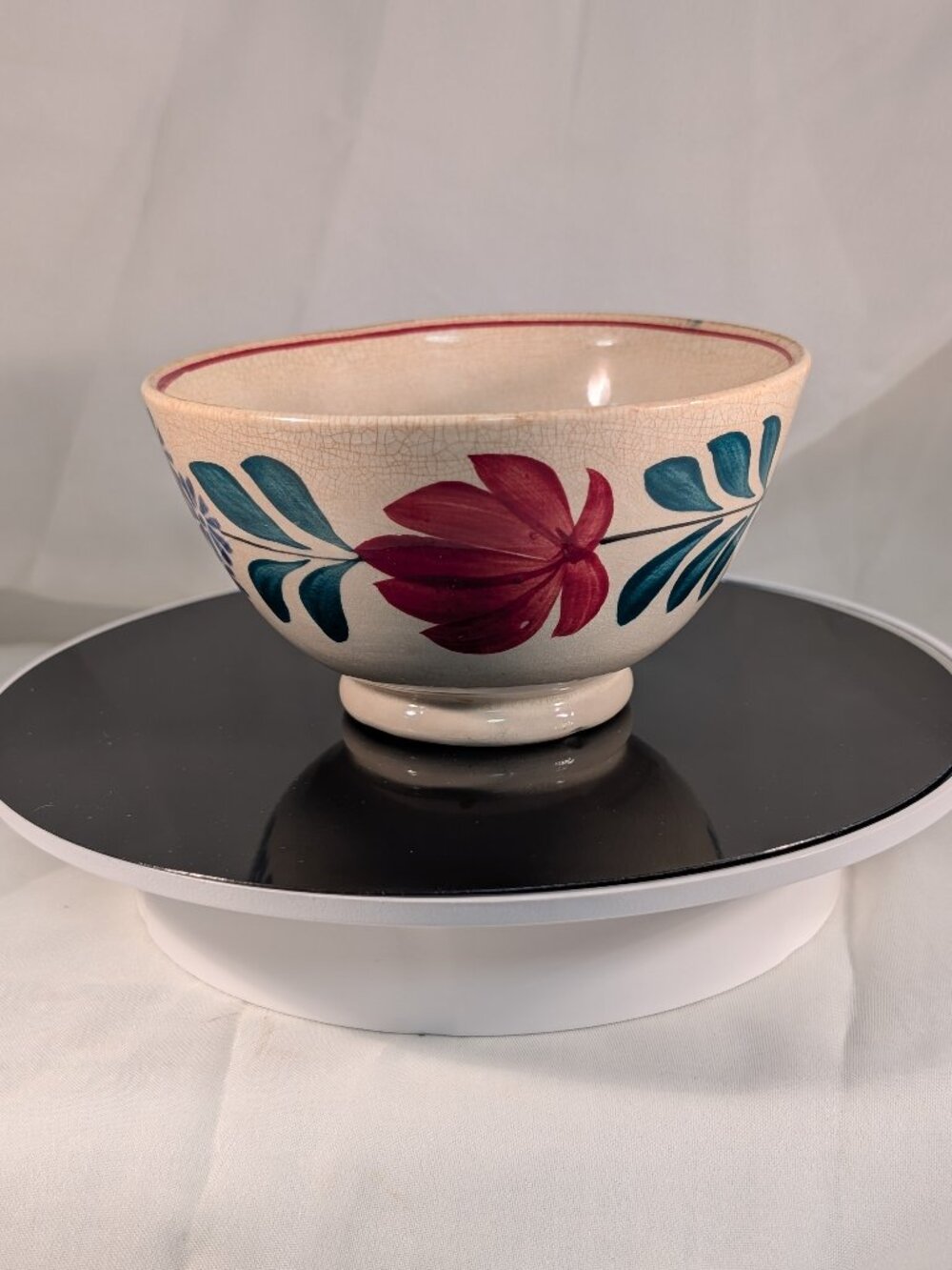 Vintage Baker & Co England Hand Painted Floral Bowl 6.5x3.5 Inch Spongeware